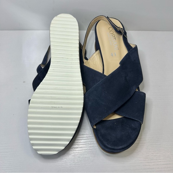 Cordani Kaylee Slingback Wedge Platform Navy Suede Criss Cross Strap Sz 41 EU - Picture 8 of 15